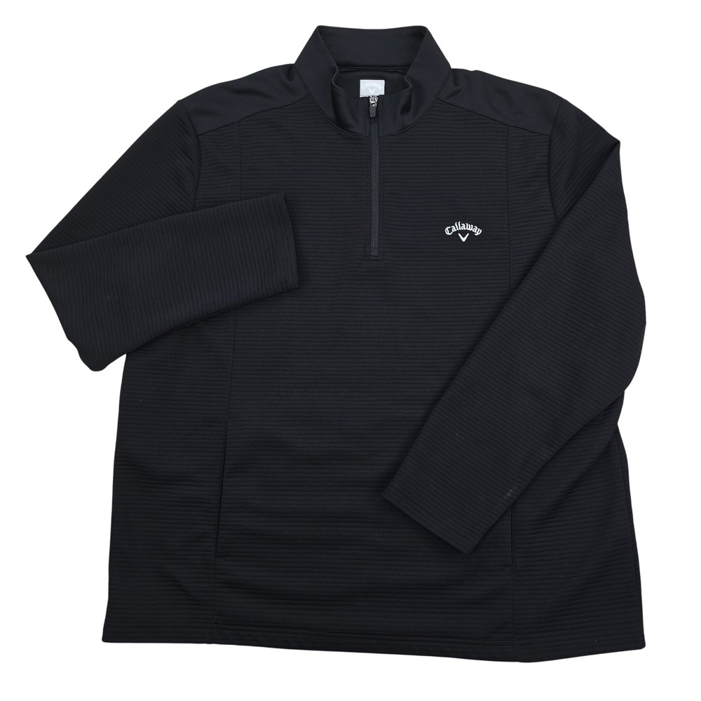 Callaway Opti-Dri Golf Pullover Mens XXL Black Ribbed 1/4 Zip Performance Top